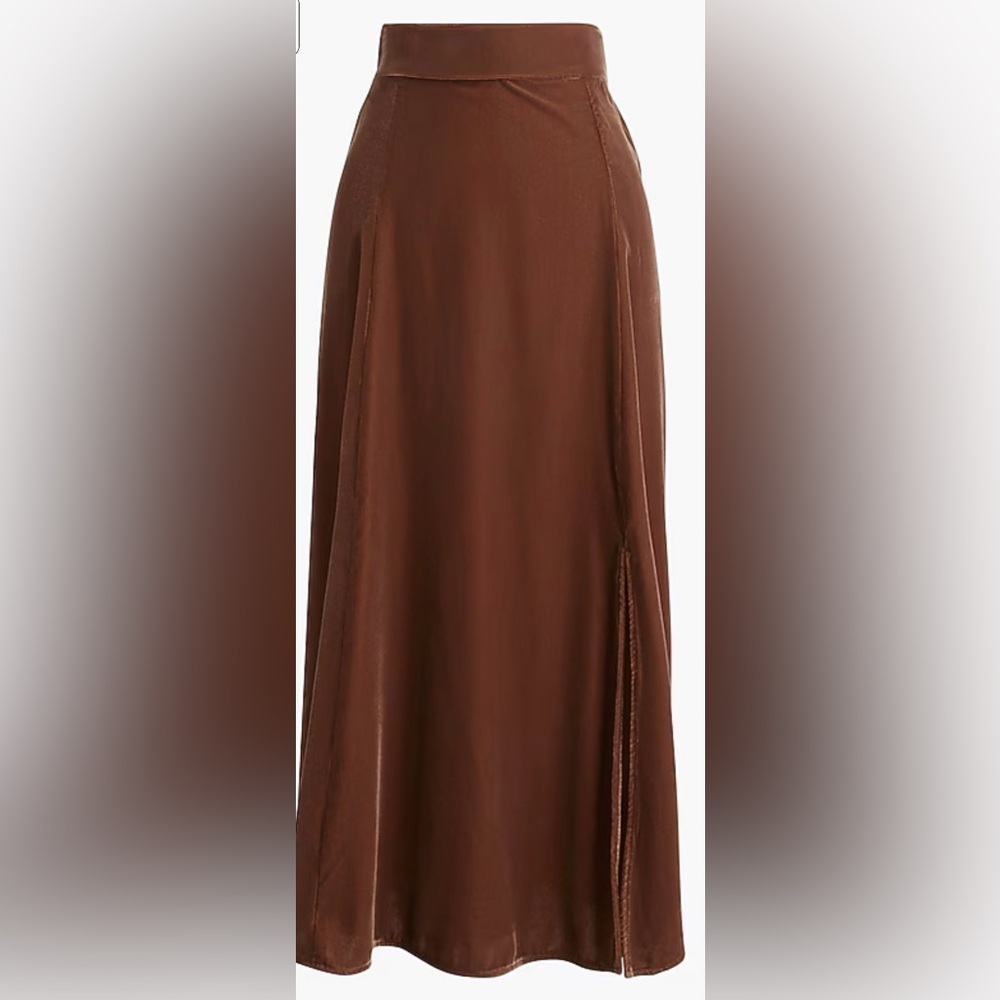 J Crew brown velvet midi  Skirt. Size Medium Petite. NWT.
